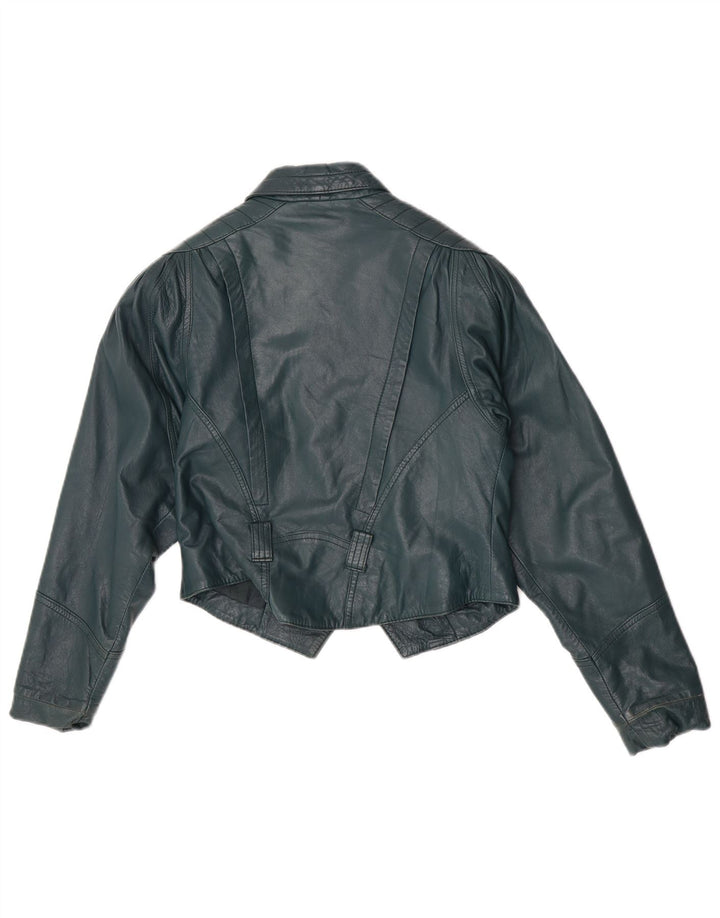 Giacca in pelle corta da donna vintage EU 36 piccola pelle verde
