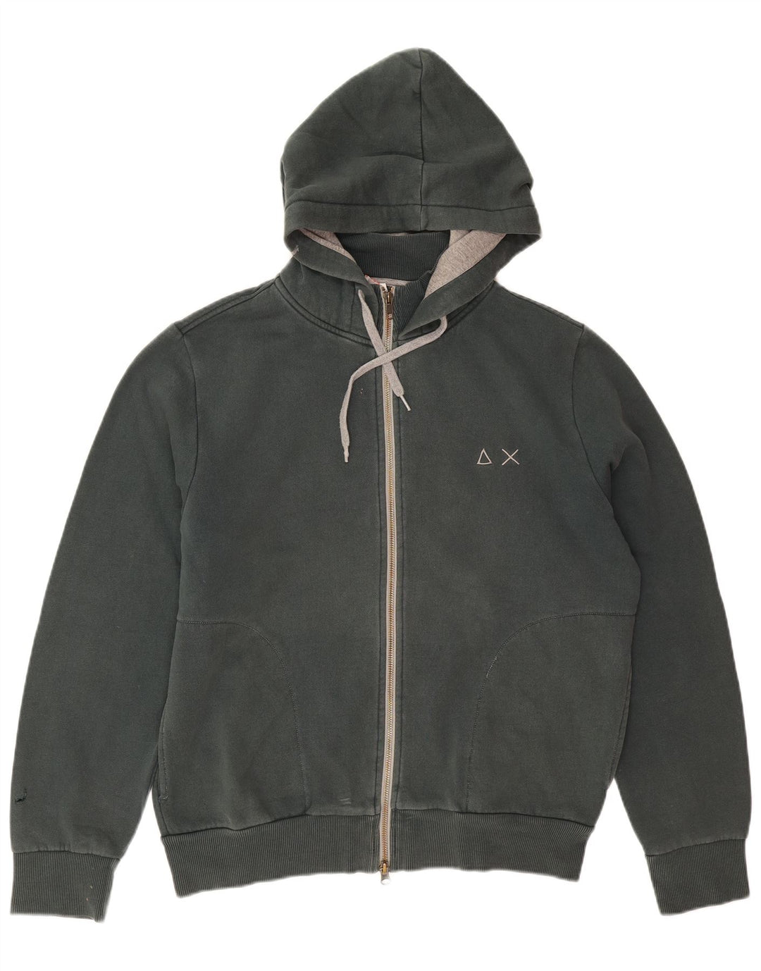 Maglione con cappuccio e zip da uomo Sun68 grande cotone verde