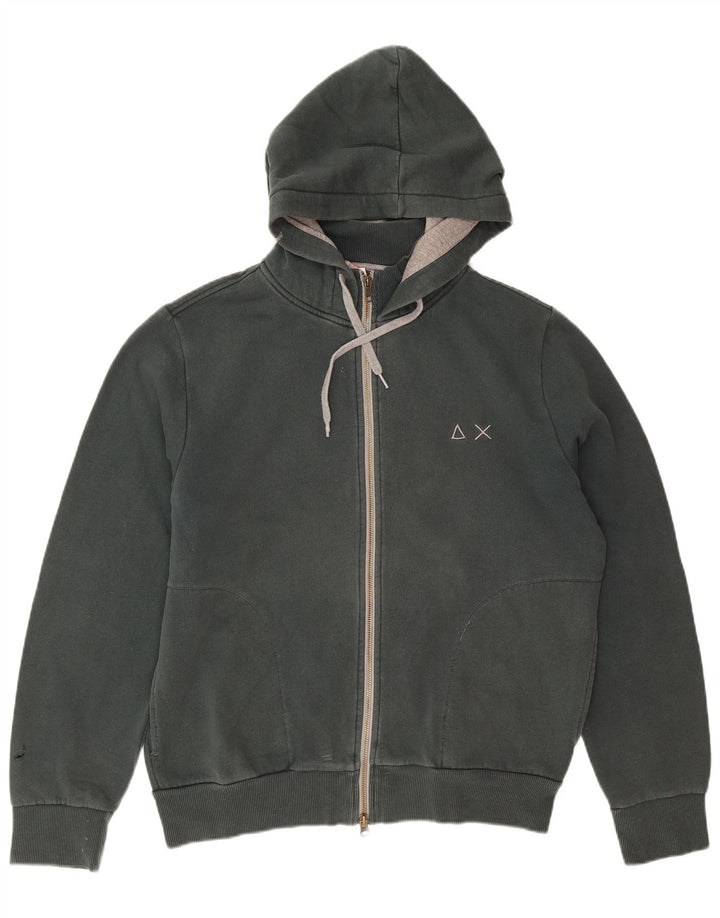 Maglione con cappuccio e zip da uomo Sun68 grande cotone verde