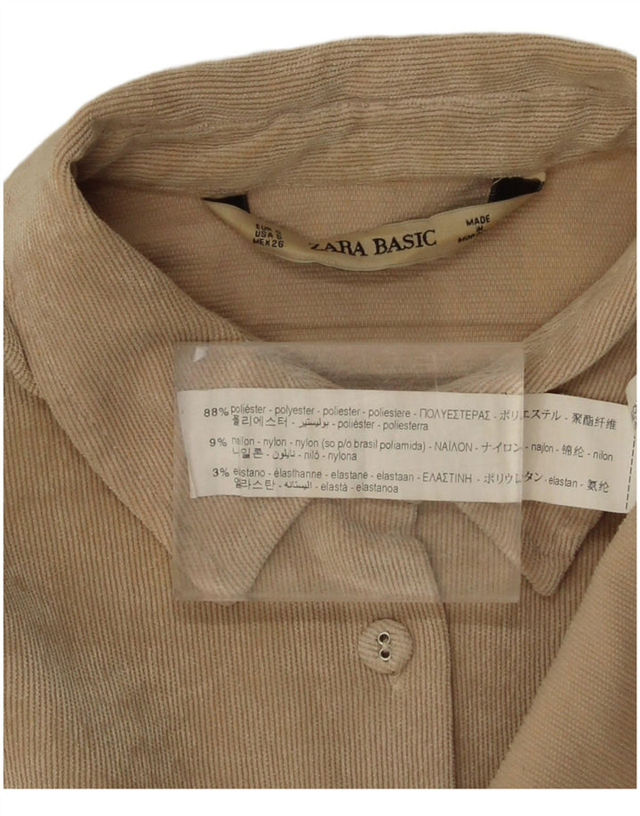 Camicia da donna oversize in velluto a coste Zara UK 10 piccola in poliestere beige