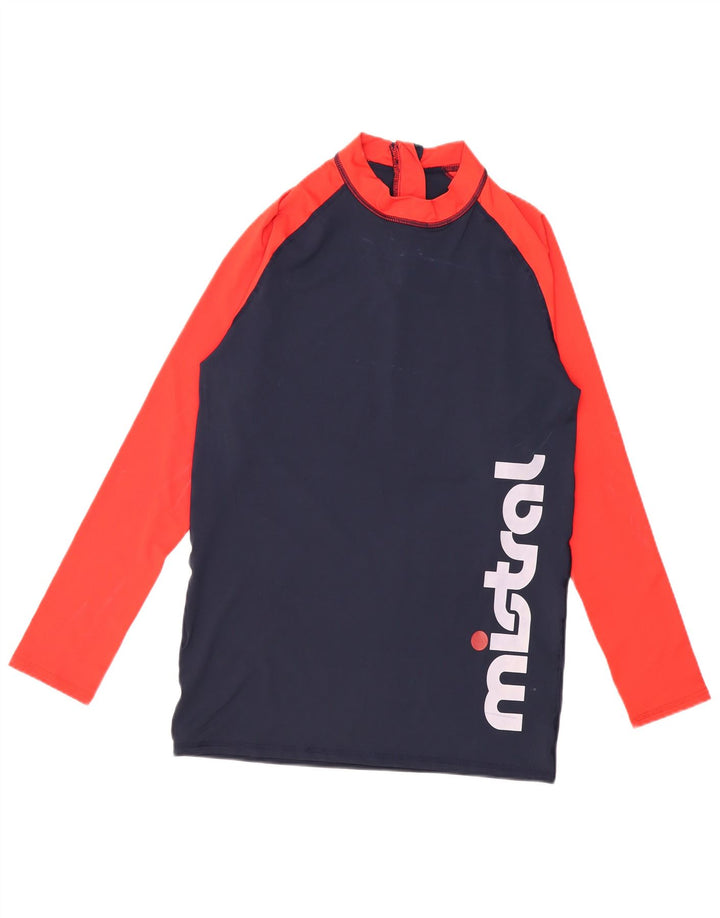 Mistral Top grafico da uomo a maniche lunghe grande in poliestere color block blu navy