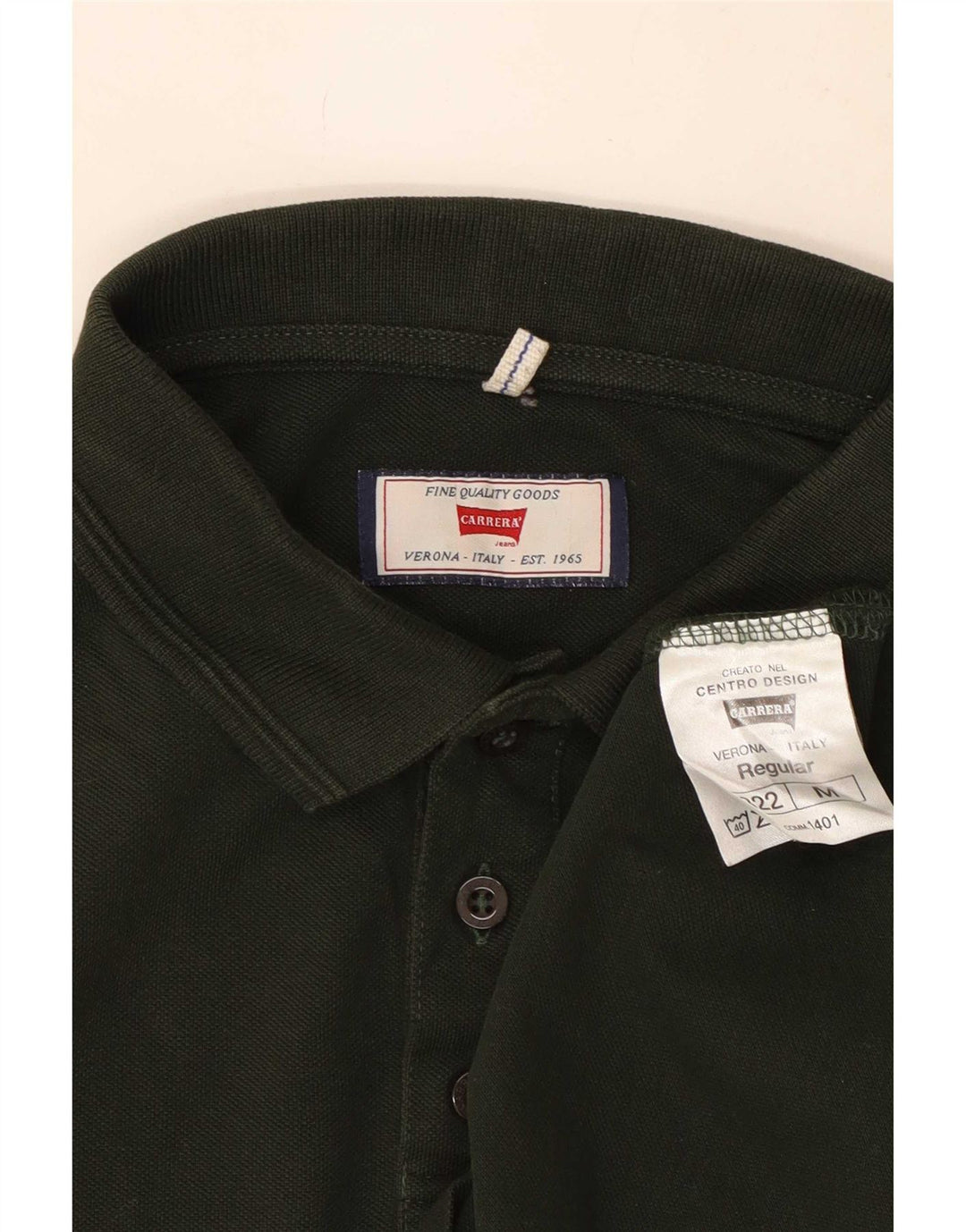 Polo Carrera da uomo a maniche lunghe vestibilità regolare in cotone verde medio
