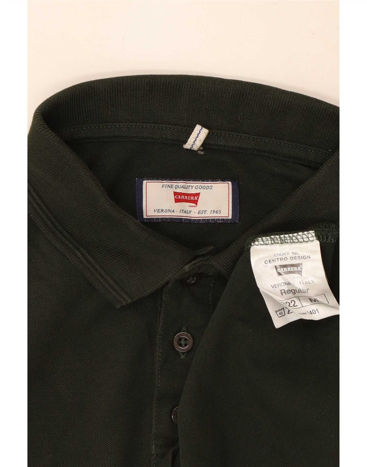 Polo Carrera da uomo a maniche lunghe vestibilità regolare in cotone verde medio