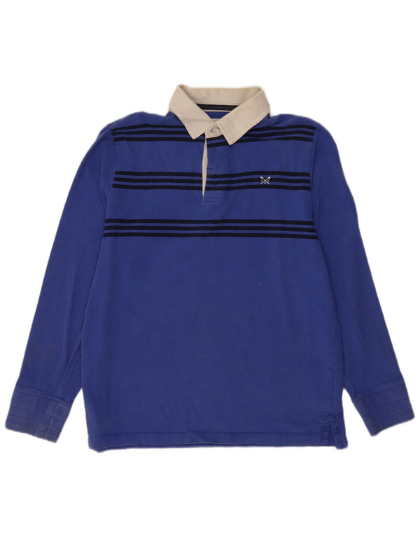 Crew Clothing Polo da rugby da uomo a maniche lunghe in cotone a righe grandi blu