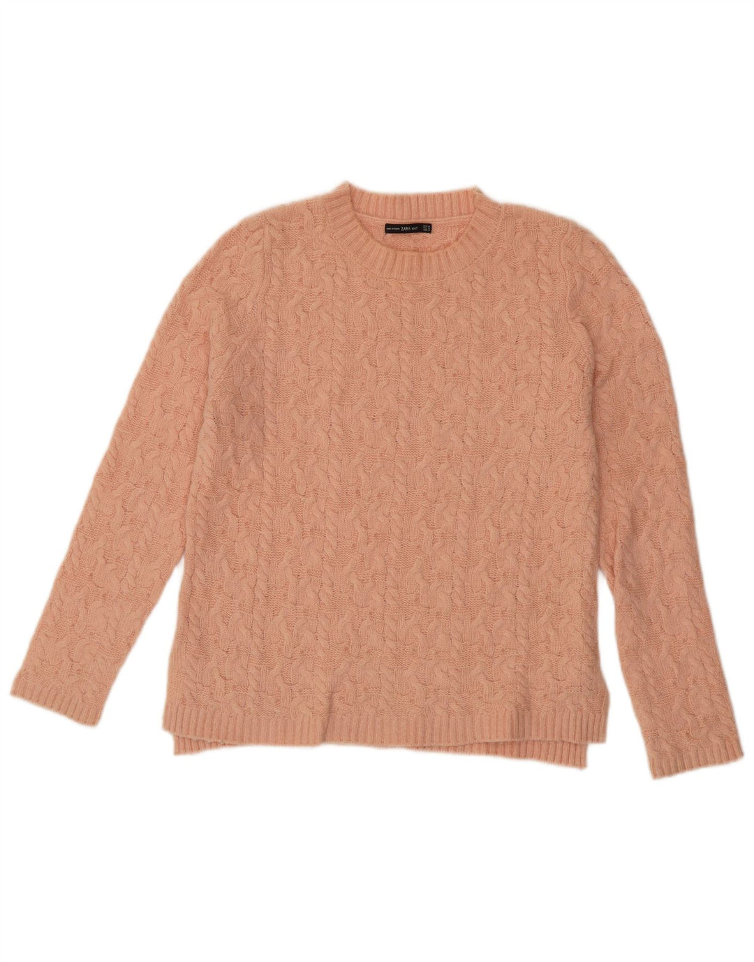 Maglione maglione girocollo da donna Zara UK 14 Nylon rosa medio