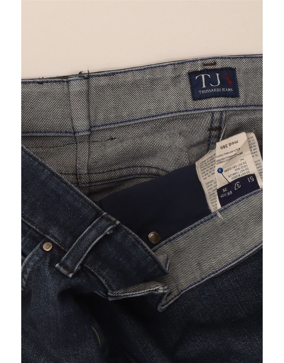 Jeans Dritti Uomo TRUSSARDI W35 L30 Blu Navy Cotone