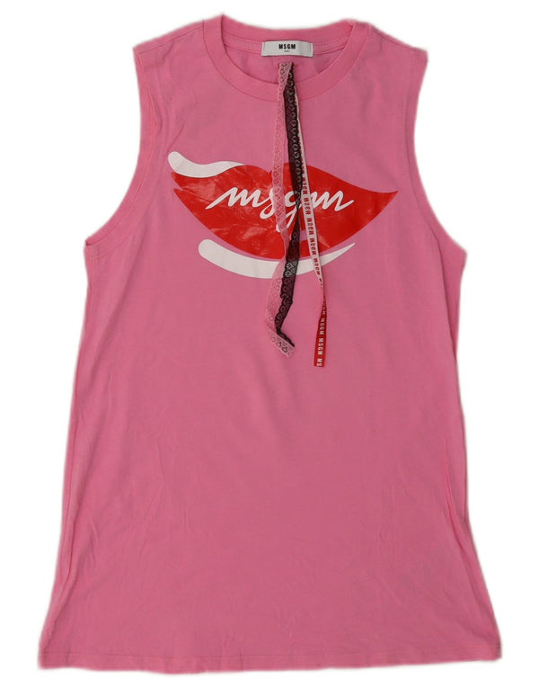 Canotta grafica per ragazze MSGM 13-14 anni in cotone rosa