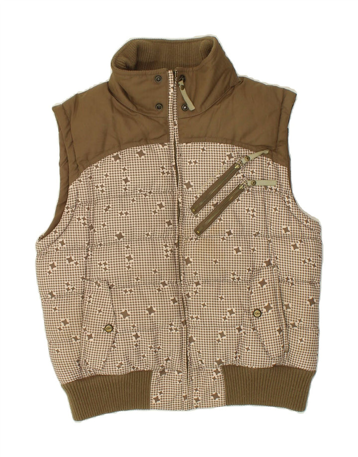 ALPINE PRO Womens Padded Gilet UK 14 Medium Brown Houndstooth Vintage Alpine Pro and Second-Hand Alpine Pro from Messina Hembry 