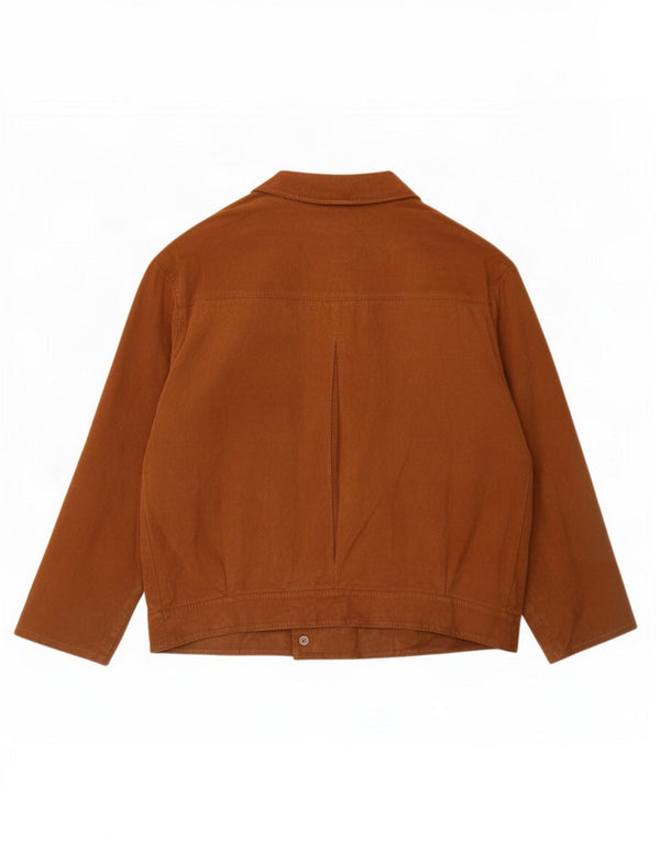 Giacca vintage in pelle scamosciata con maniche a 3/4 da donna UK 16 grande in pelle marrone