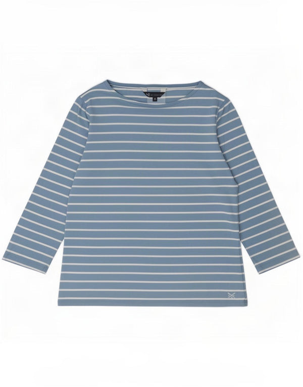 Crew Clothing Top da donna manica 3/4 UK 12 Cotone a righe blu medio