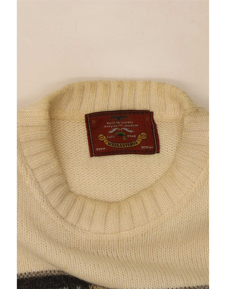 Maglione maglione girocollo da uomo Tobia System Beige medio geometrico