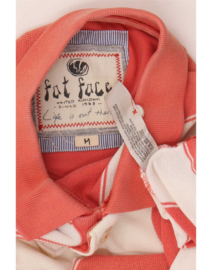 Polo da uomo Fat Face in cotone a righe rosa medio