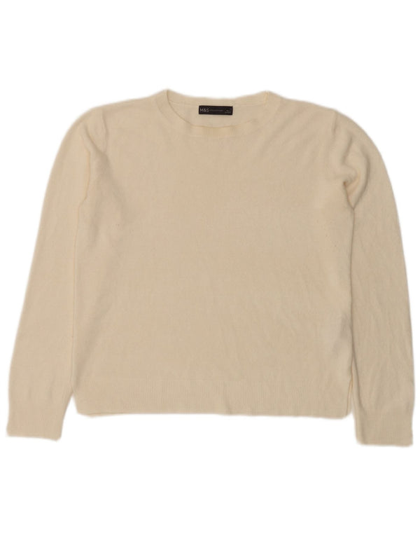 Maglione maglione girocollo da donna Marks & Spencer UK 14 medio bianco sporco