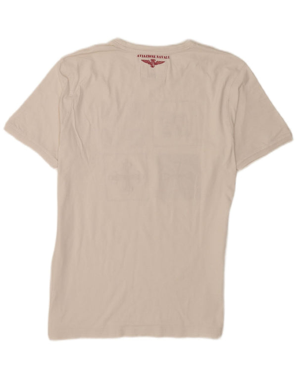 T-shirt grafica da uomo Aviazione Navale Top Large in cotone bianco