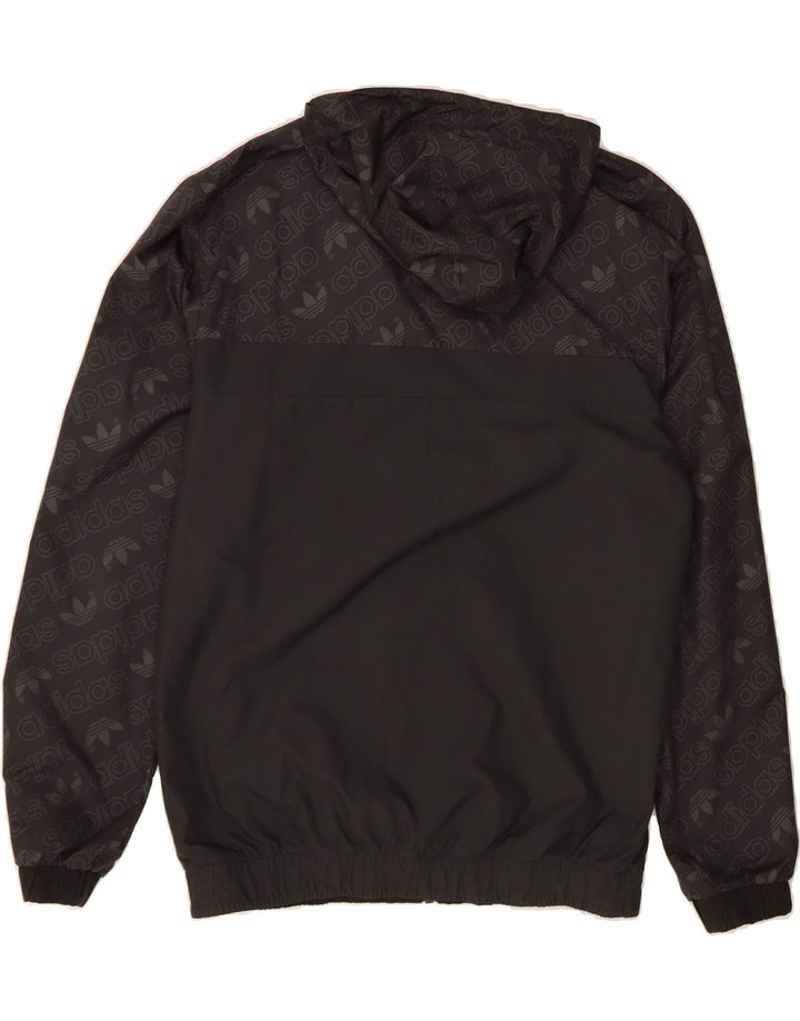 ADIDAS Mens Hooded Reversible Tracksuit Top Jacket Medium Black Vintage Adidas and Second-Hand Adidas from Messina Hembry 