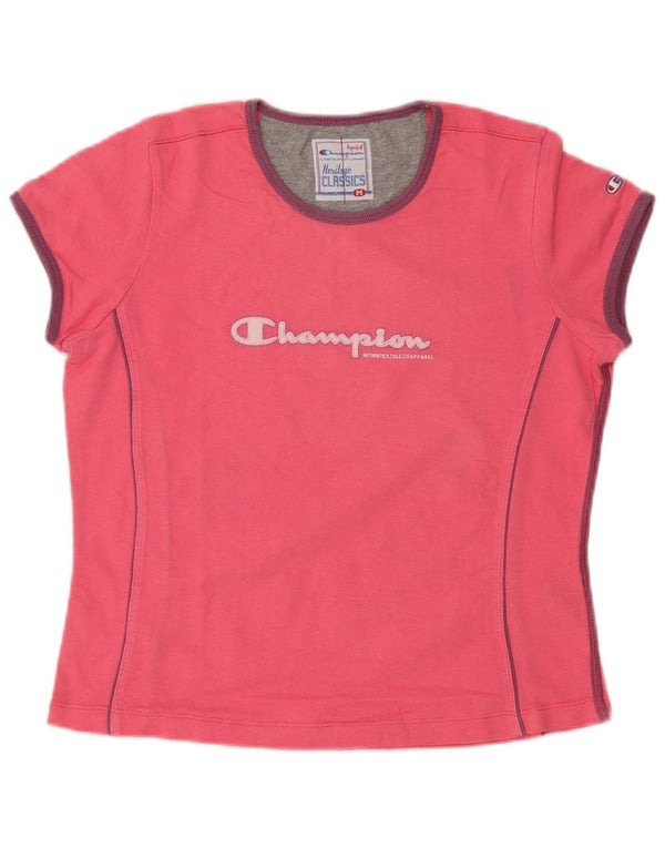 T-shirt grafica Champion da donna Heritage Classics UK 12 rosa medio