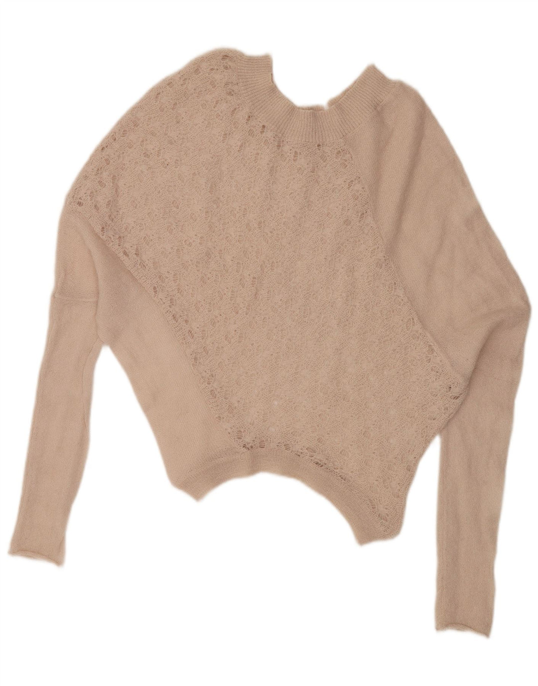 Maglione maglione oversize con scollo a barca da donna VINTAGE UK 16 Large Beige