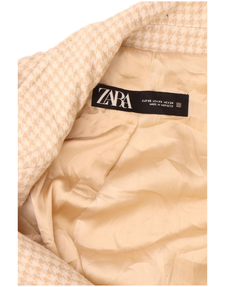 Giacca blazer oversize a 2 bottoni da donna Zara UK 6 XS pied de poule beige