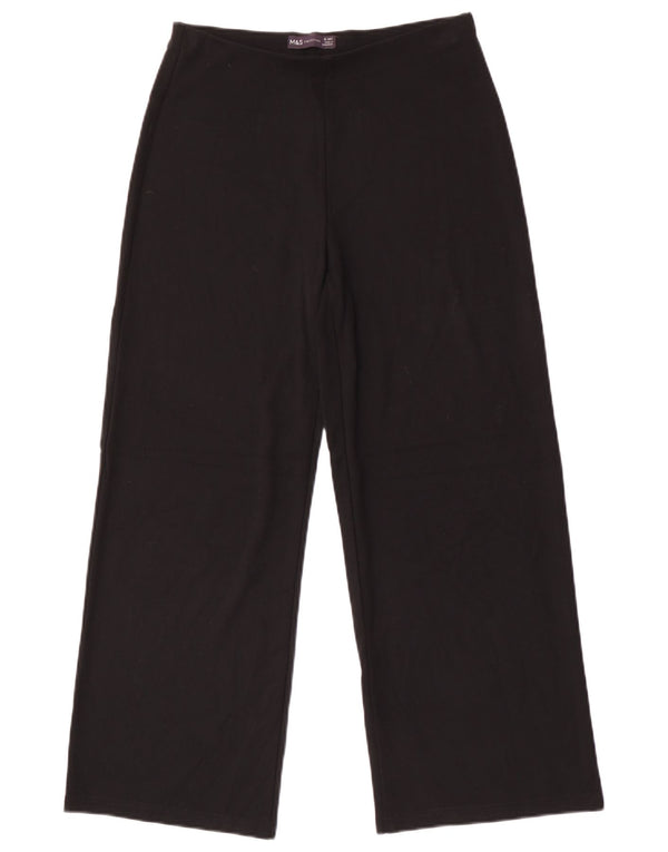 Pantaloni a gamba larga da donna Marks & Spencer UK 10 Small W28 L27 Viscosa nera