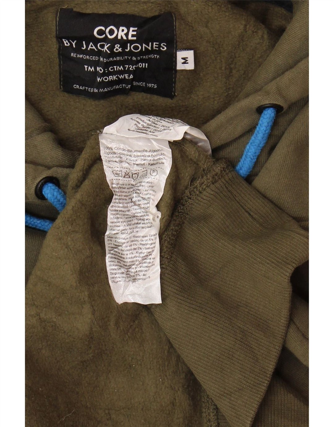JACK & JONES Mens Graphic Hoodie Jumper Medium Khaki Cotton Vintage Jack & Jones and Second-Hand Jack & Jones from Messina Hembry 
