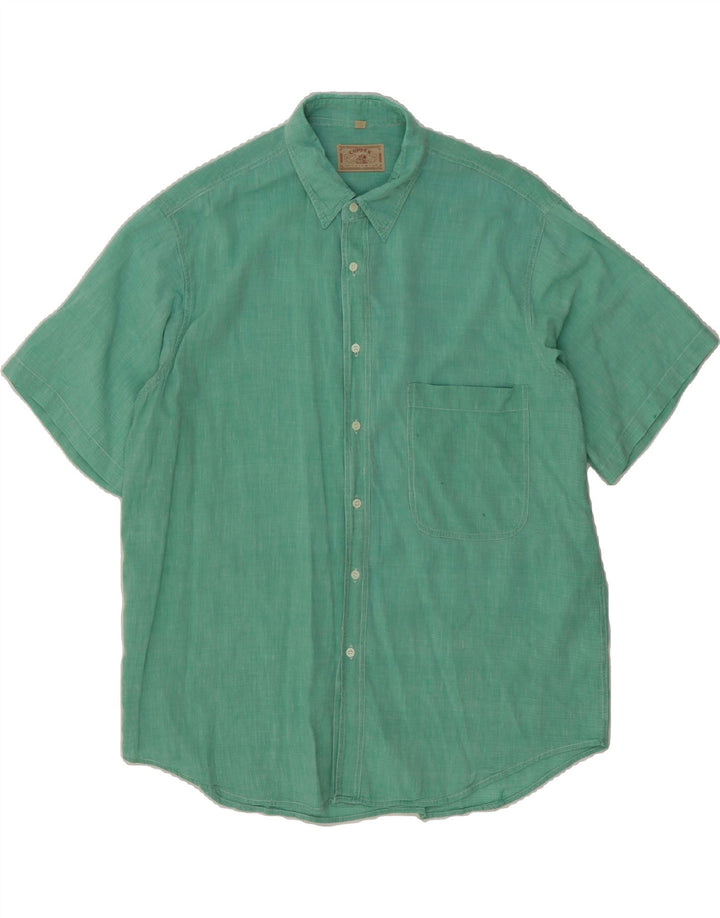 VINTAGE Mens Short Sleeve Shirt XL Turquoise Vintage Vintage and Second-Hand Vintage from Messina Hembry 