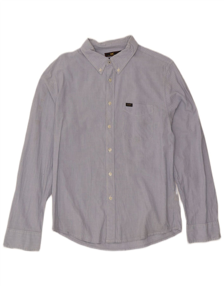 Camicia Lee da uomo slim fit in cotone gessato blu medio