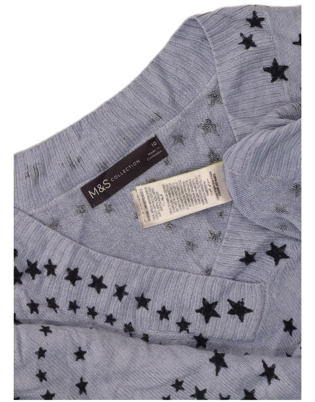Maglione da donna con scollo a V e motivo astratto Marks & Spencer UK 10 Small B