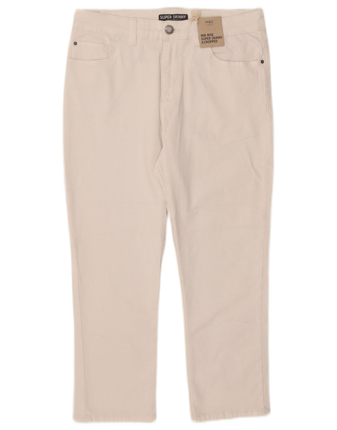Jeans corti Marks & Spencer da donna a vita media UK 12 medio W30 L21 bianco