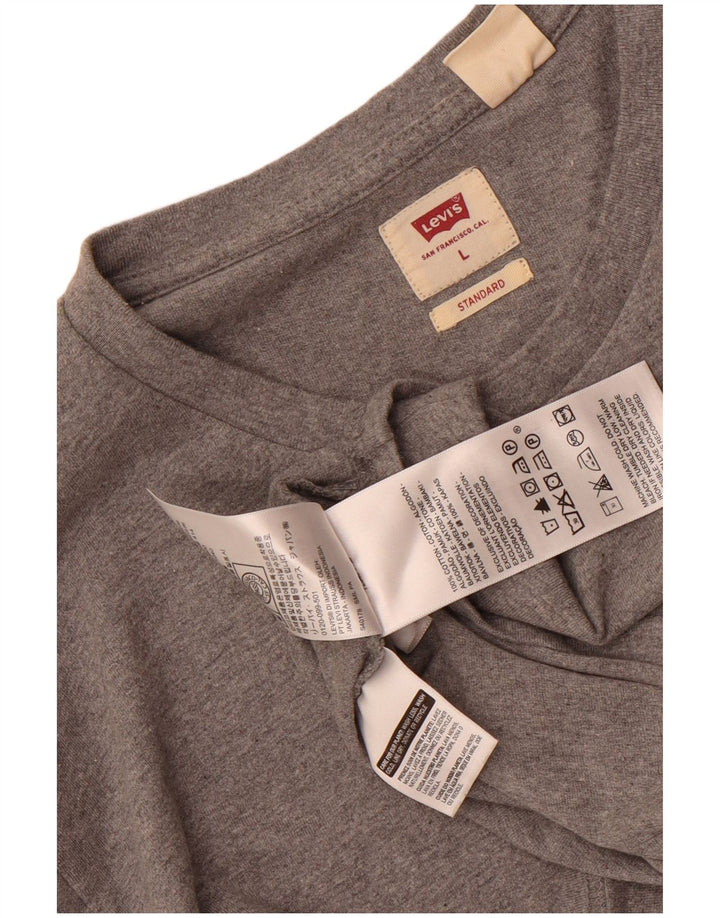 Levi's Maglia da uomo con vestibilità standard, manica lunga, cotone chiazzato grigio largo