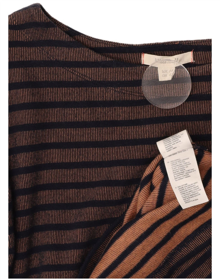 WHITE STUFF Abito tubino a maniche lunghe da donna UK 14 Grandi strisce marroni