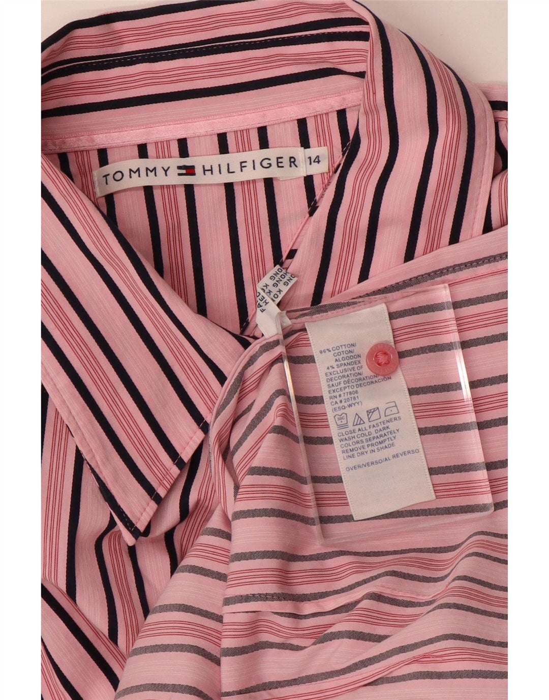 TOMMY HILFIGER Camicia da donna US 14 XL Cotone a righe rosa