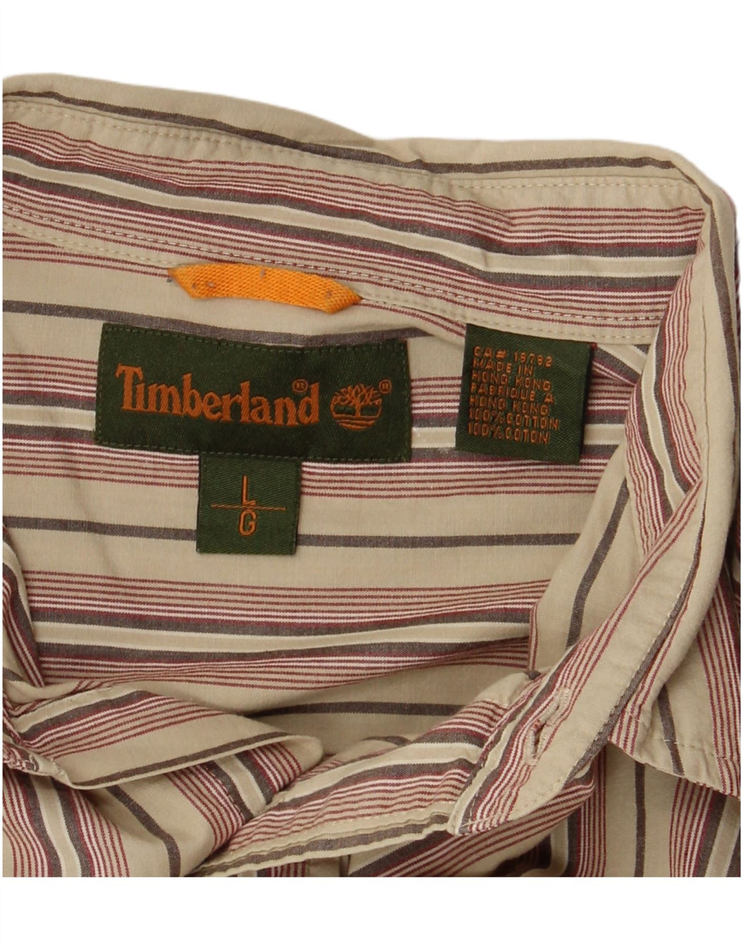 TIMBERLAND Camicia a maniche corte da uomo in cotone a righe beige grande