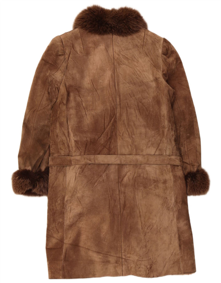 Soprabito vintage da donna in pelle scamosciata Sherpa UK 14 Marrone medio