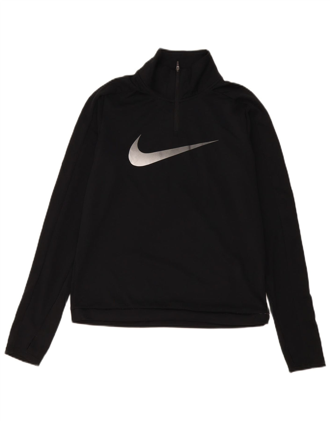 Top della tuta da ginnastica Nike Dri Fit con collo e zip da donna, UK 10, piccola, nera