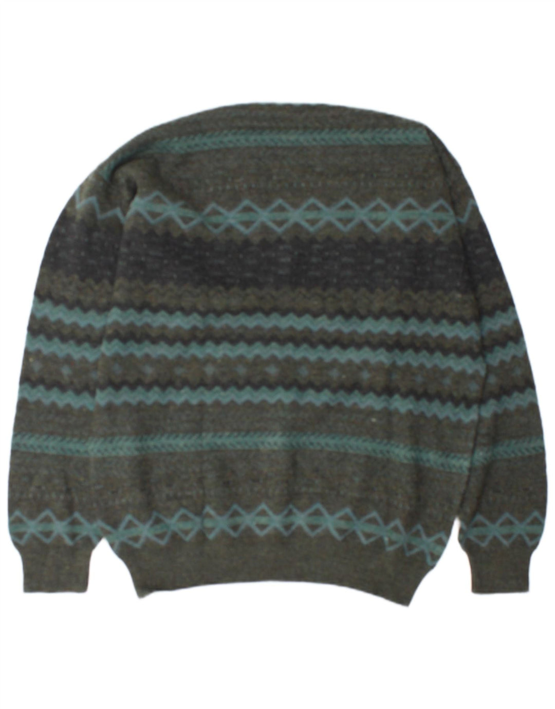 Rodes Maglione da uomo con scollo a V XL Verde lana geometrica