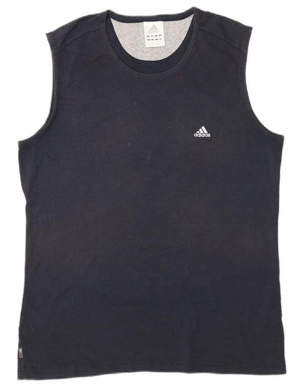 Canotta Adidas da uomo grande in cotone blu navy