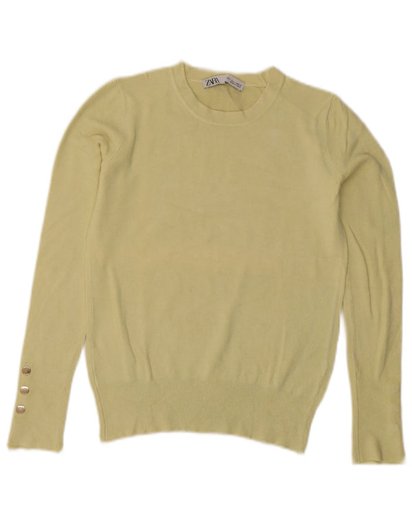 Maglione corto girocollo da donna Zara UK 10 piccolo giallo