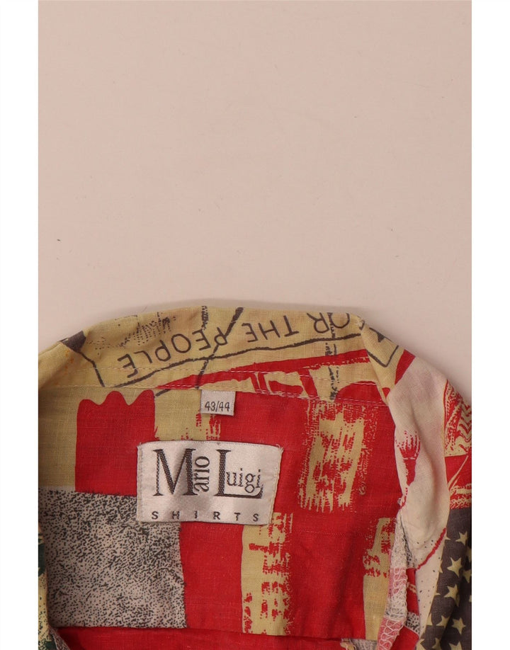 Camicia vintage da uomo con motivo astratto taglia 43/44 grande multicolore