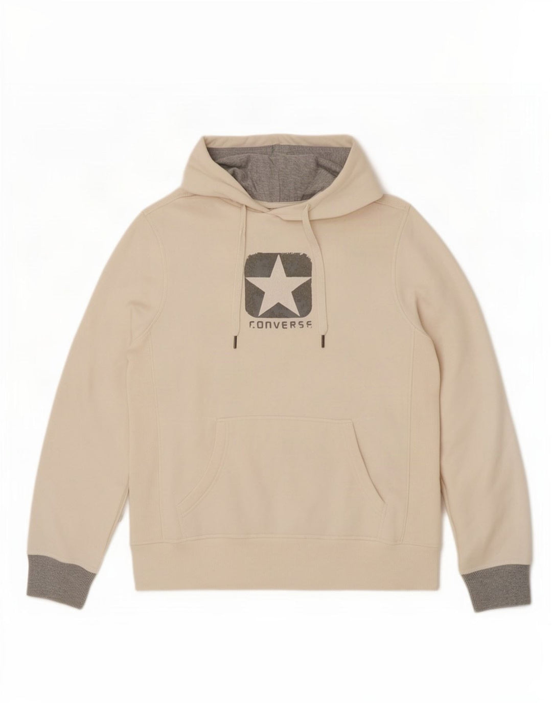Felpa con cappuccio grafica da uomo Converse, cotone bianco sporco medio