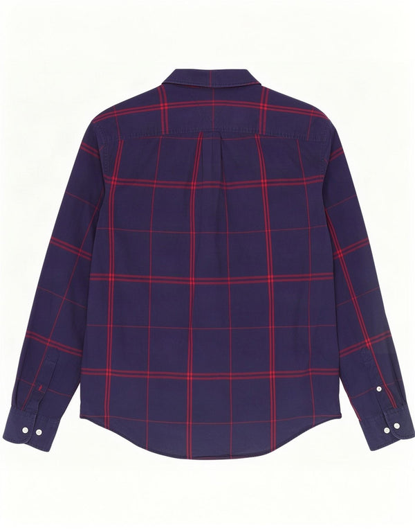 Tommy Hilfiger Mens Shirt Large Navy Blue Check Cotton