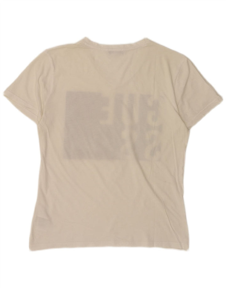 Guess T-shirt grafica da uomo Top Large in cotone color block bianco