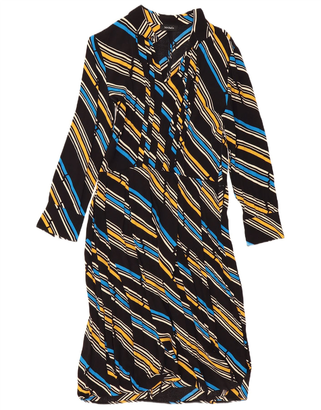 Max & Co. Abito lungo da donna a maniche lunghe UK 12 Medio a righe multicolore