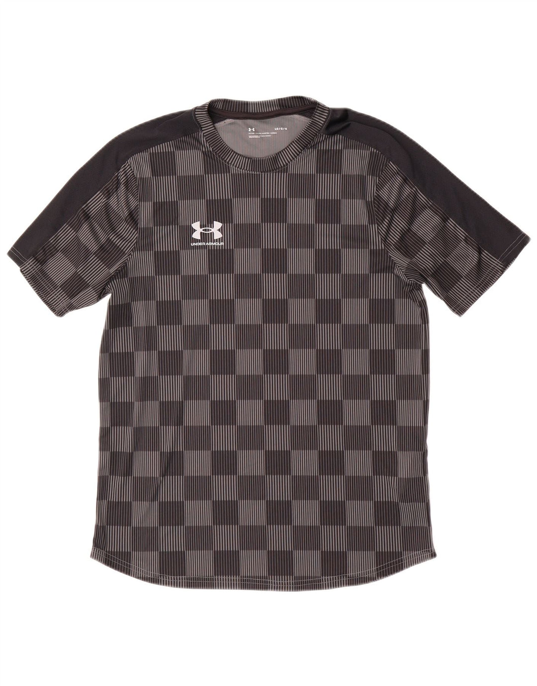 T-shirt da uomo Under Armour Top grande in poliestere a quadretti grigio