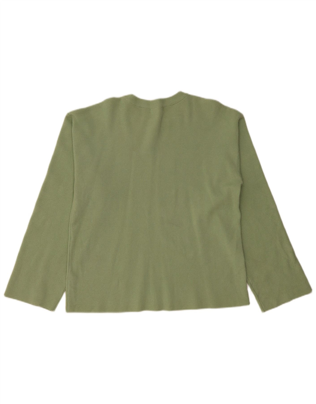 MARKS & SPENCER Maglione maglione girocollo da donna UK 16 Grande cotone verde