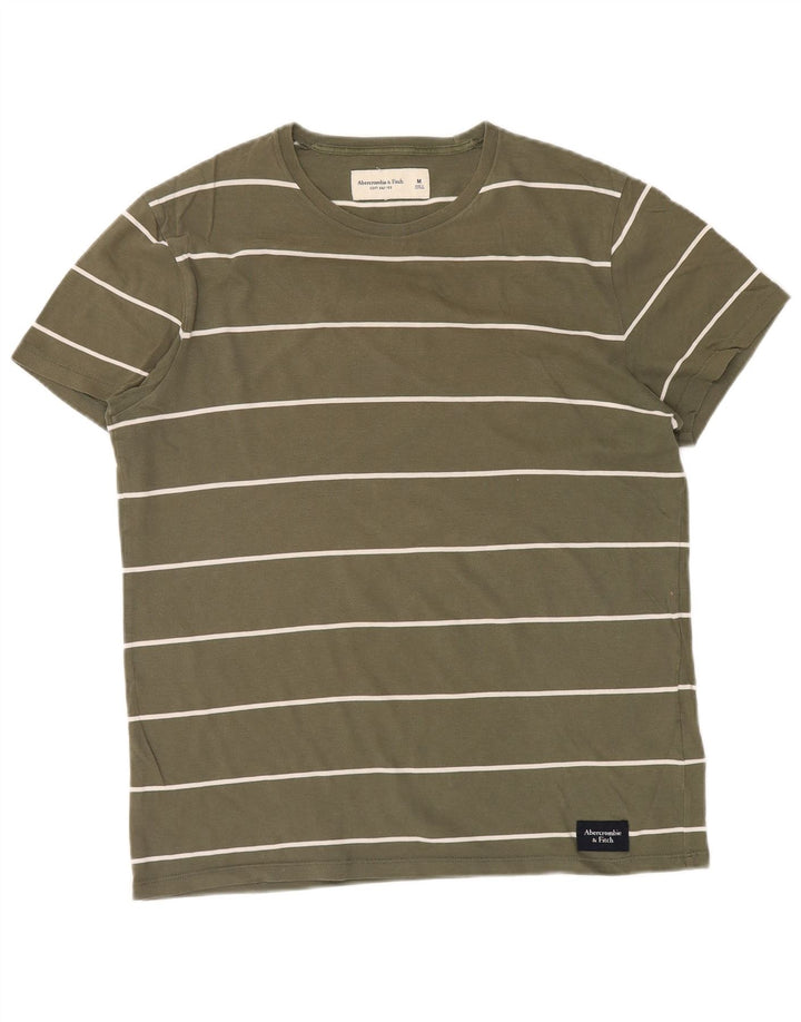 T-shirt da uomo Abercrombie & Fitch in cotone a righe medie color kaki