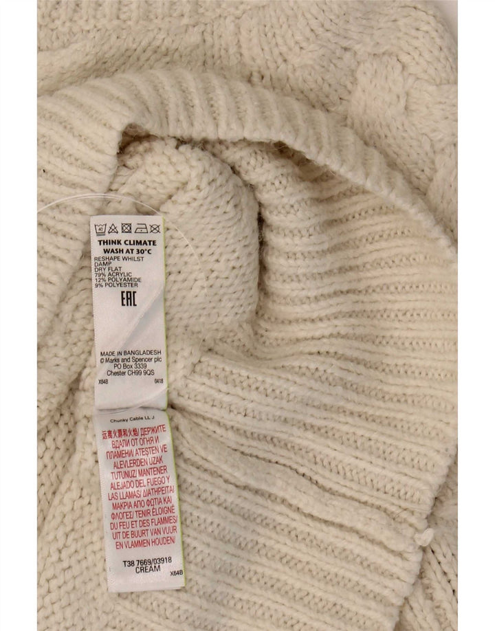 Maglione maglione a collo alto da donna Marks & Spencer UK 16 grande acrilico beige