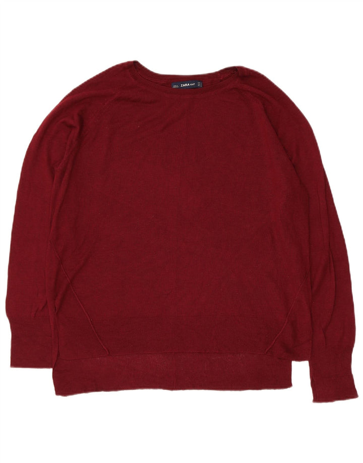 Maglione maglione con scollo a barca da donna Zara UK 14 marrone medio
