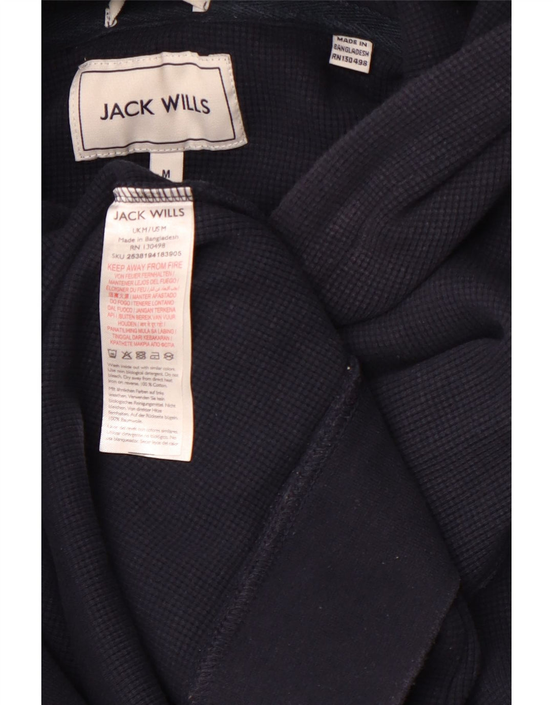 JACK WILLS Felpa con cappuccio da uomo in cotone medio blu navy