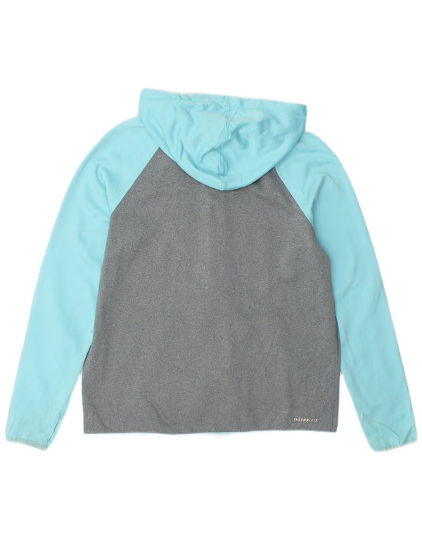 Felpa con cappuccio e zip Nike Therma-Fit da donna UK 12 Colorblock grigio medio