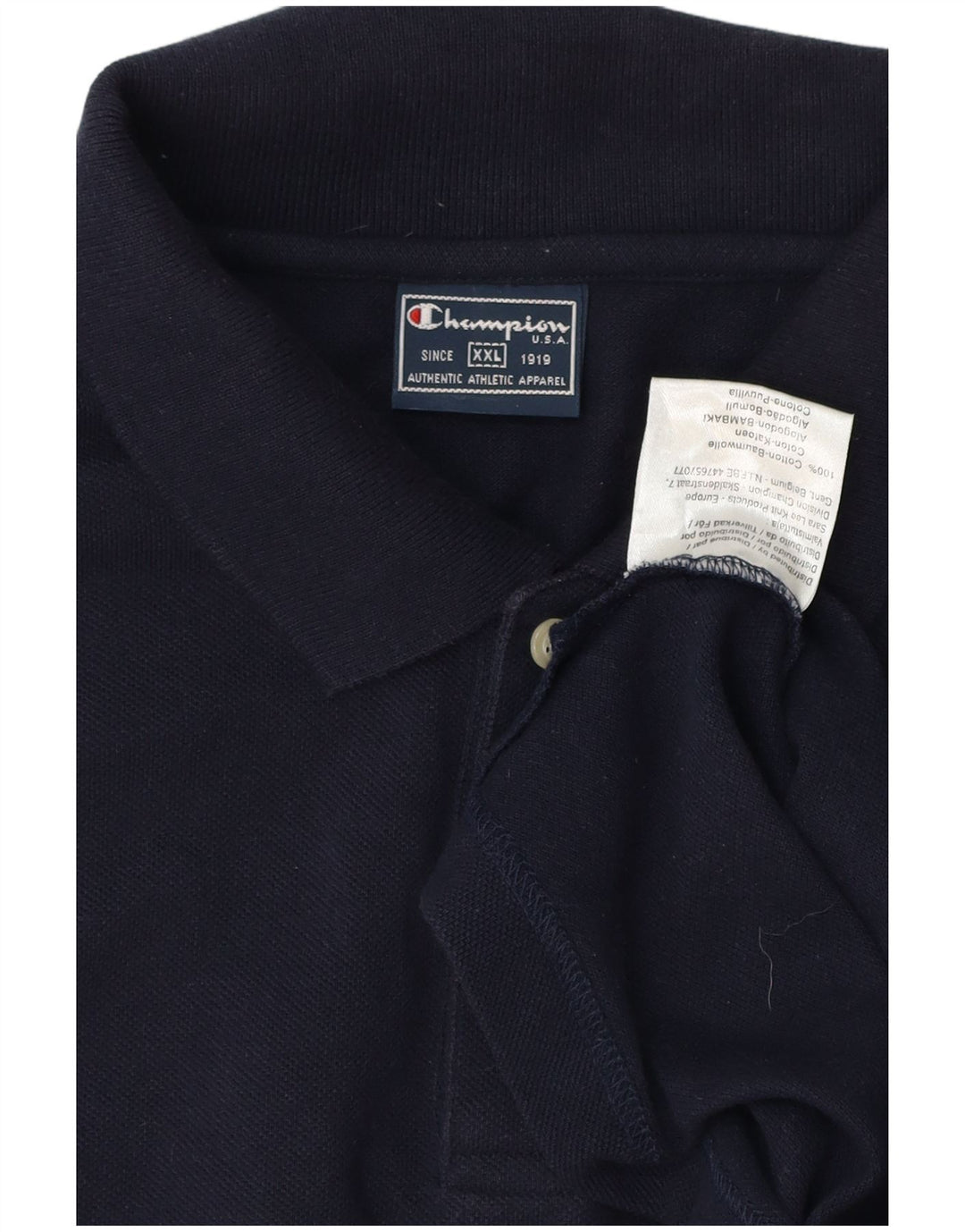 Polo da uomo a maniche lunghe CHAMPION 2XL in cotone blu navy